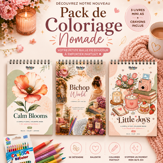 ✨ Pack Coloriage Nomade ⭐ 3 Mini livres + crayons de couleurs🔥