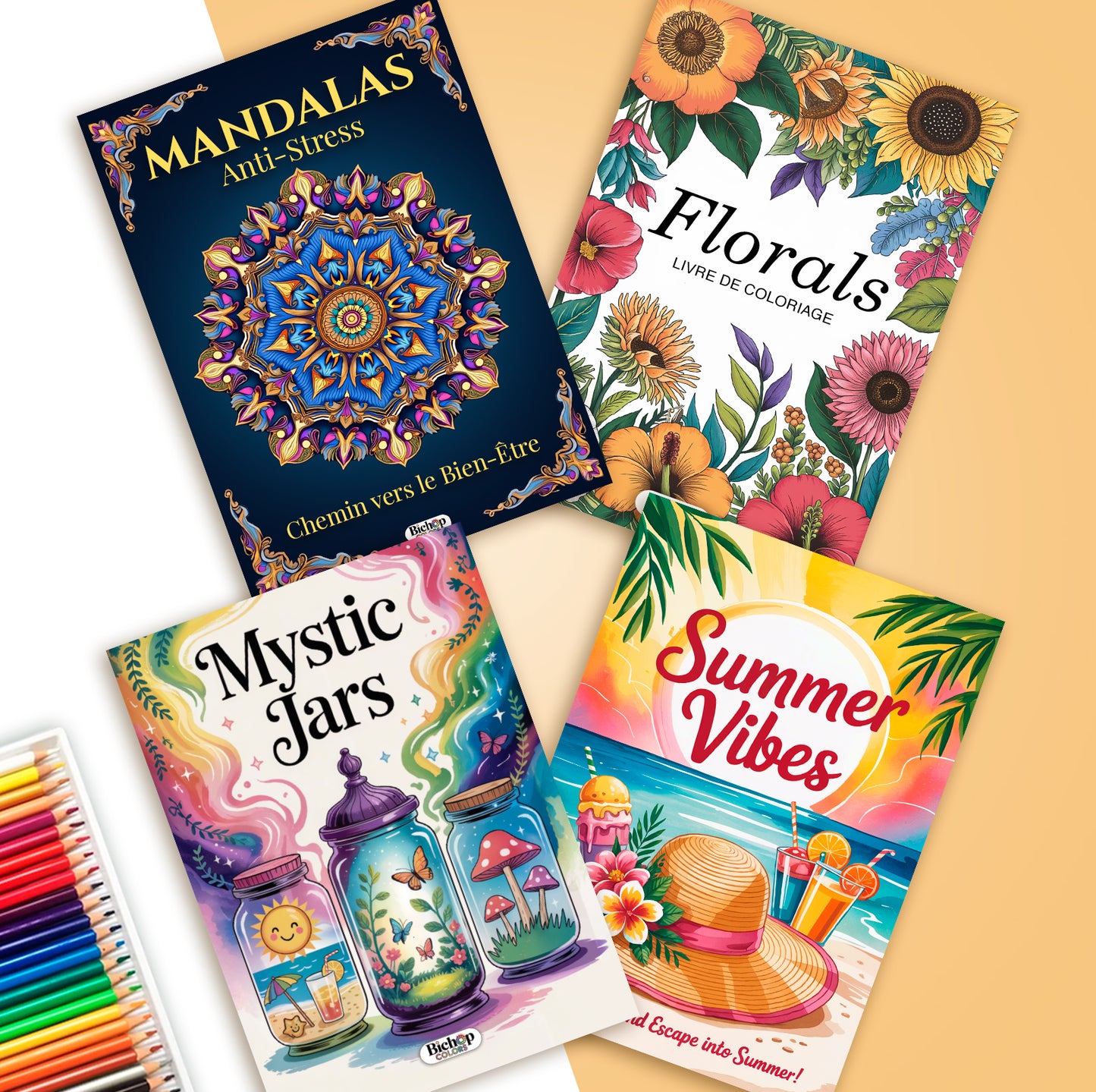 Pack 4 Livres de coloriage + 24 couleurs