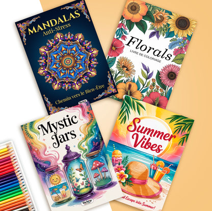 Pack 4 Livres de coloriage + 24 couleurs